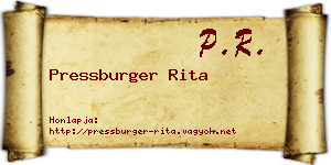 Pressburger Rita névjegykártya
